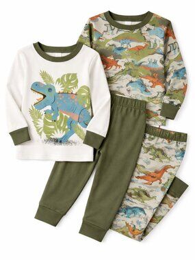 Carter’s Baby Boy Dinosaur Pajamas 12 Months NWT 2 Pack Dino PJ Set Green Cotton